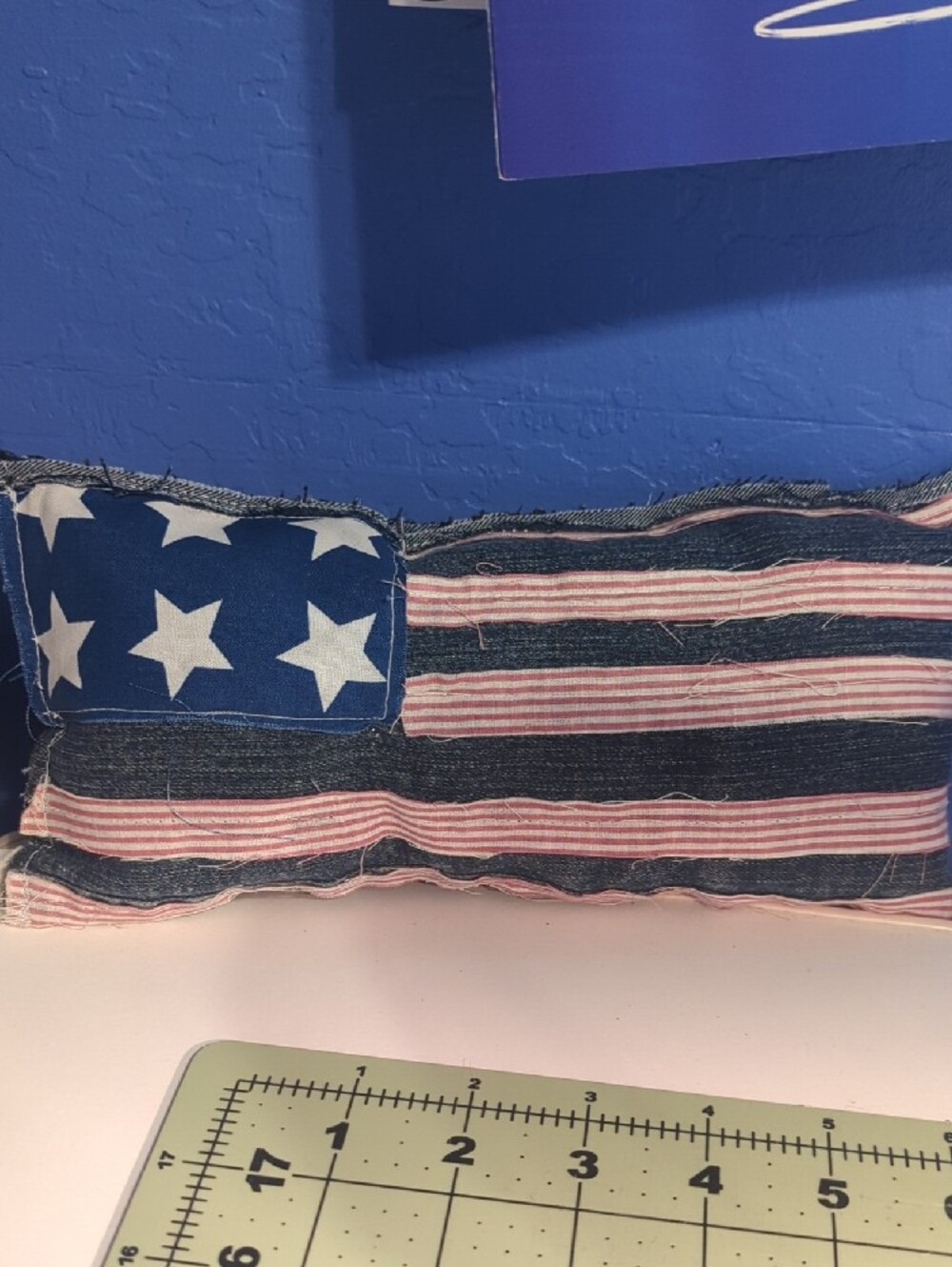 Patriotic Star & Stripe Decorative Pillow Set - Red, White, Blue Set Of 2 9"X4" - Picture 3 of 3